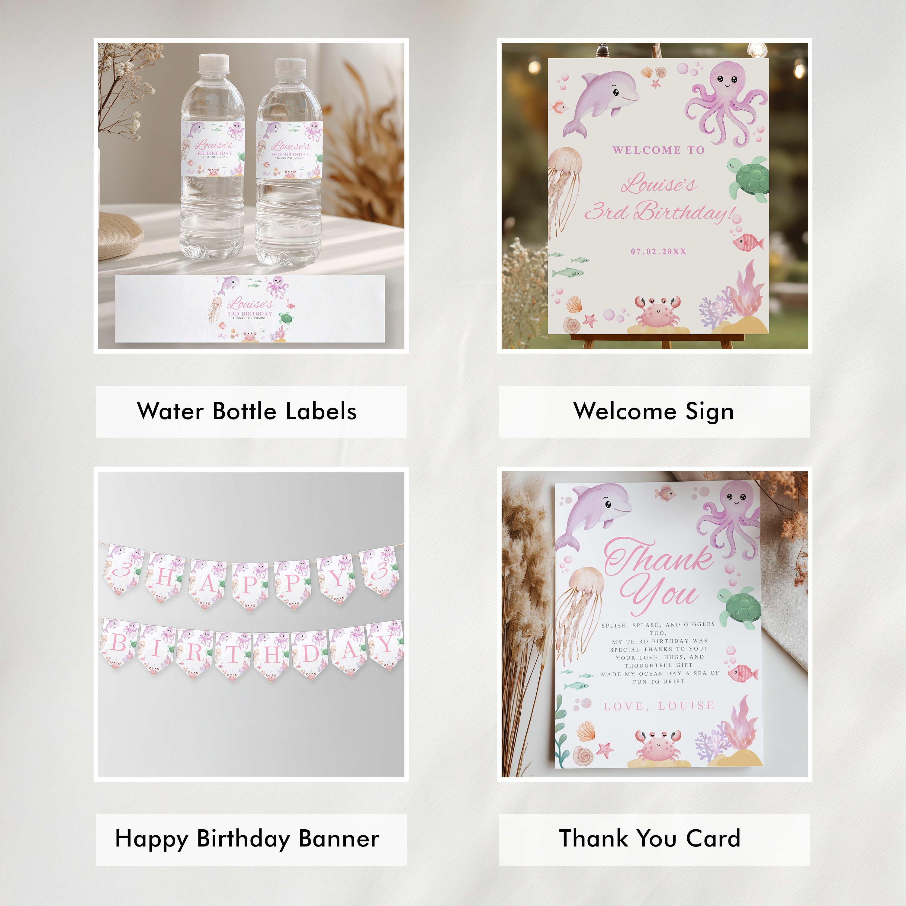Under the Sea Party Bundle, Printable Birthday Decorations Party Set 9181