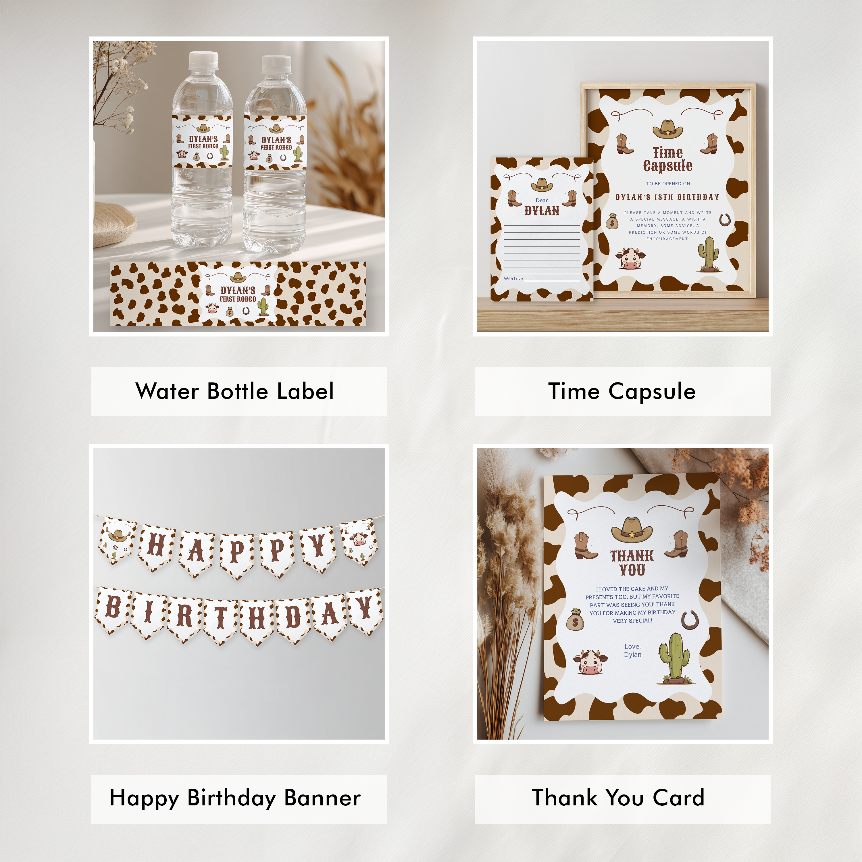 Editable First Rodeo Cowboy Party Decorations | First Rodeo Cowboy Birthday Bundle | First Rodeo Cowboy Party Set | Instant Download 8539