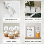 Minimalist Baby Shower Bundle, Simple Invitation Games, Gender Neutral, Modern Party Set Decoration 9302