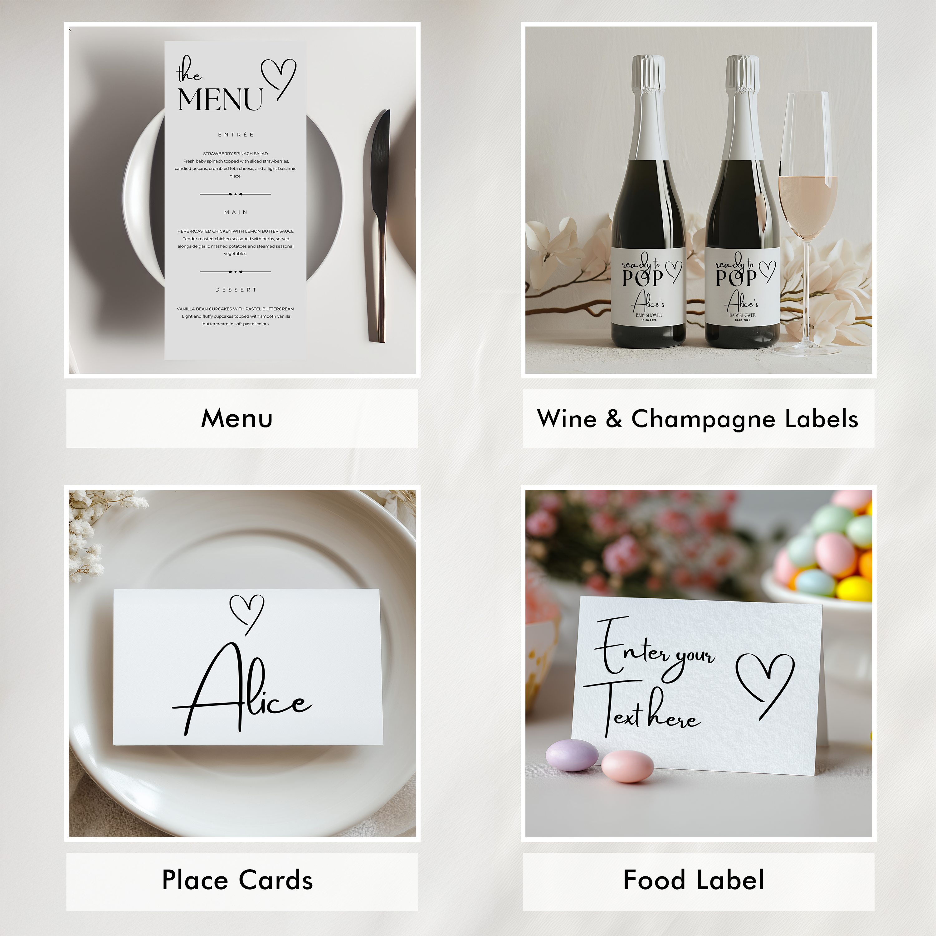 Minimalist Baby Shower Bundle, Simple Invitation Games, Gender Neutral, Modern Party Set Decoration 9302