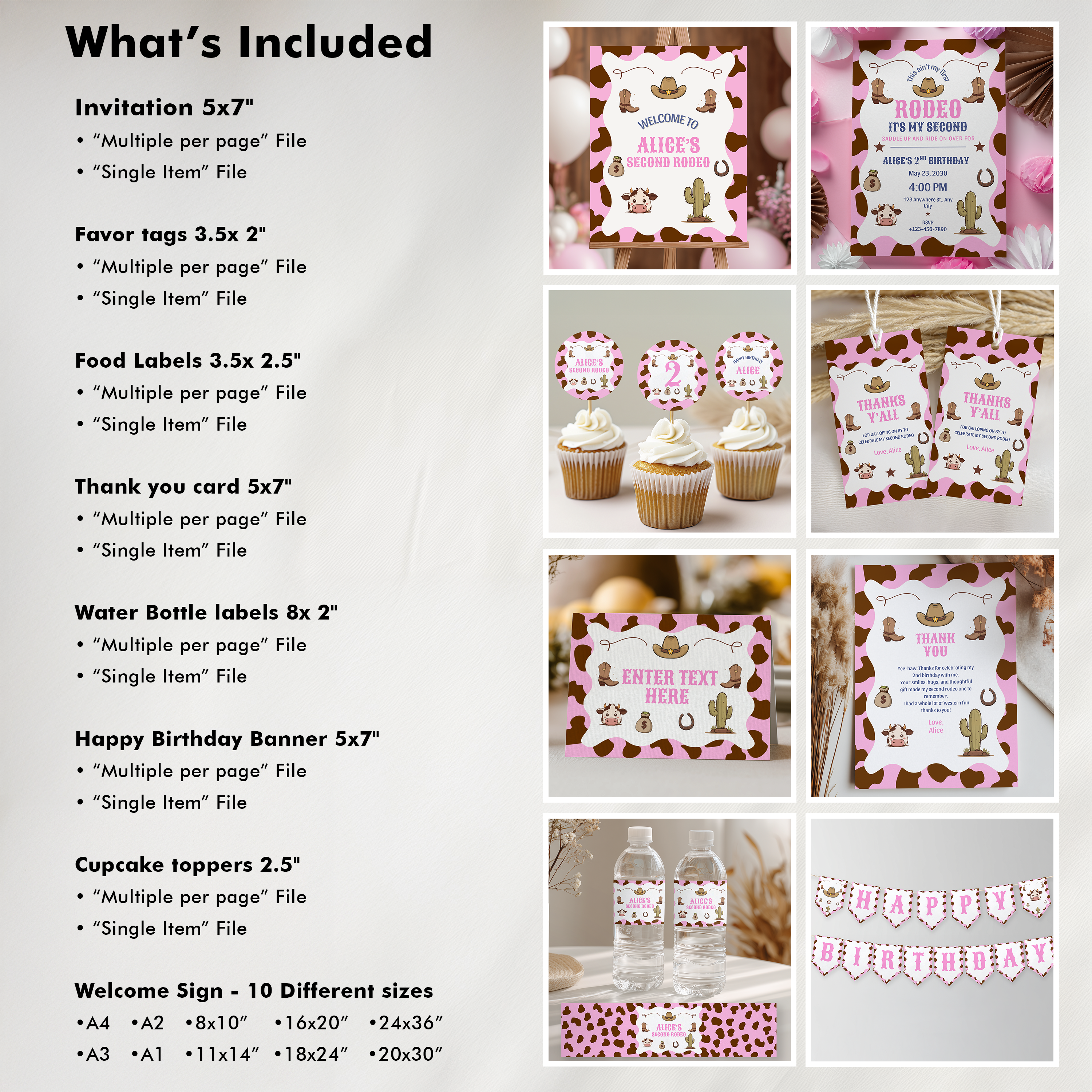 Cowgirl Rodeo Birthday Bundle | Second Rodeo Party Decorations 9185
