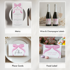 Pink Bow Baby Shower Bundle, Invitation Games, Coquette Baby Girl, Party Set Decoration 9303