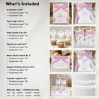 Editable Pink Bow Party Decorations, Pink Bow Party Package Birthday, Pink Coquette Bundle Party Template Digital Instant Download 9158