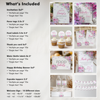 Purple Flowers Birthday Party Decorations | Wildflowers Butterfly Printable Party Bundle 9195