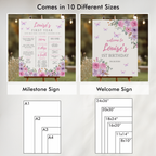Butterfly Birthday Package Decorations, Purple Flowers 1st Party Bundle, Printable Party Set 9194