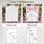 Pink Bow 1st Birthday Decorations, Pink Bow Party Package Birthday, First Birthday Pink Bundle Party , Template Download 9156