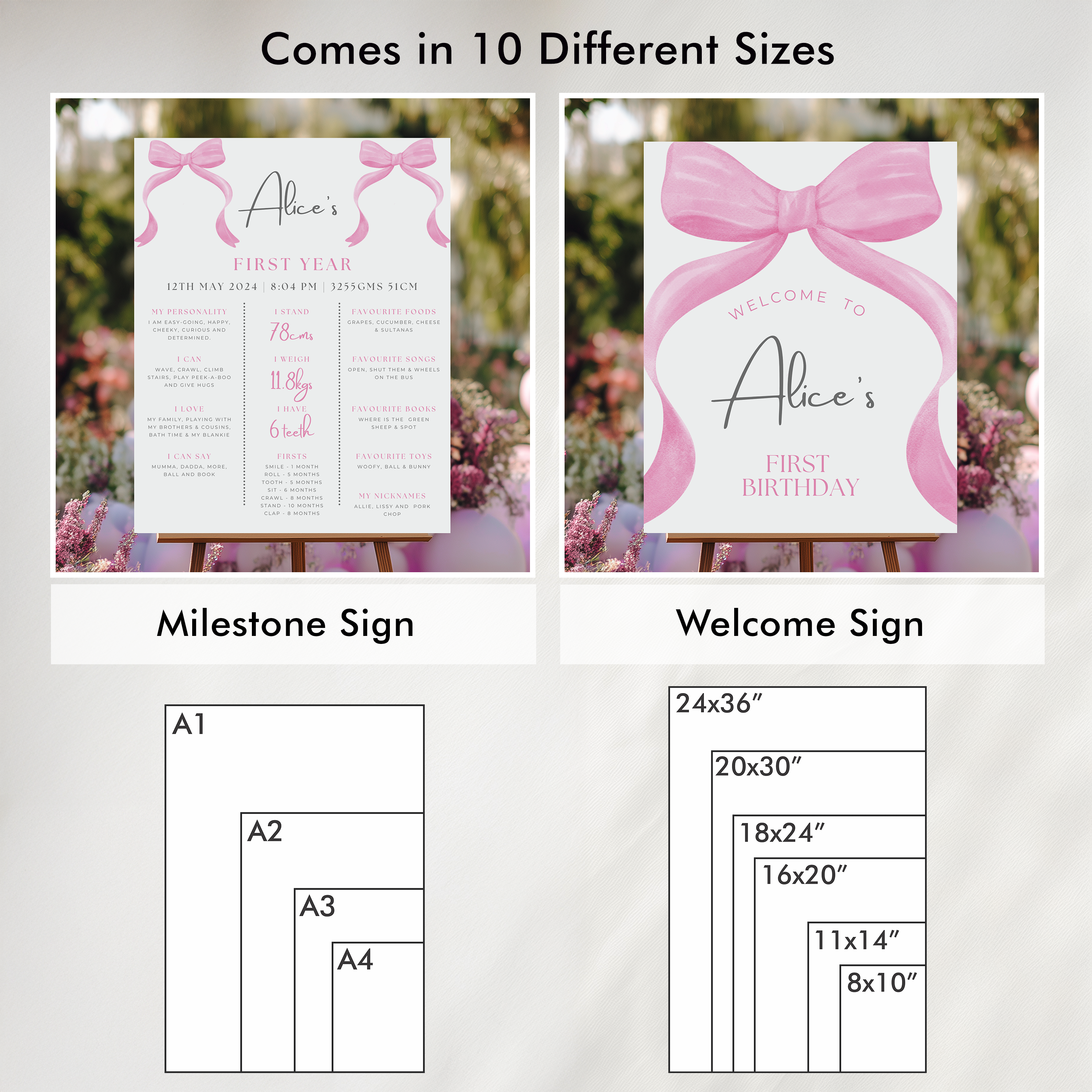 Pink Bow 1st Birthday Decorations, Pink Bow Party Package Birthday, First Birthday Pink Bundle Party , Template Download 9156