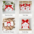 Red Bow Baby Shower Printable Bundle, Red Coquette Invitation Games, Gender Neutral Decoration 9301