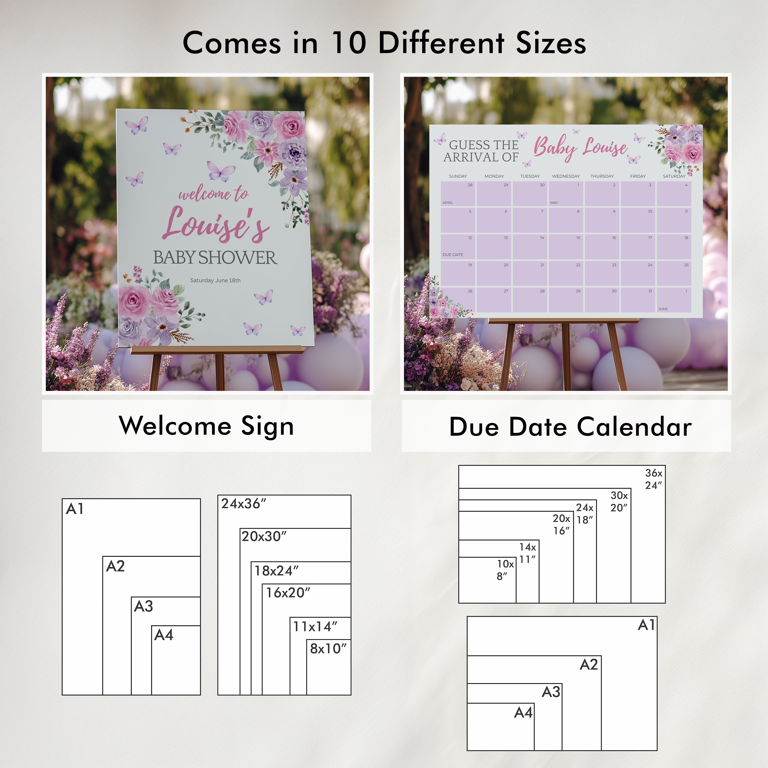 Baby in Bloom Baby Shower Invitation Bundle, Butterfly Wildflower Editable Games 9196