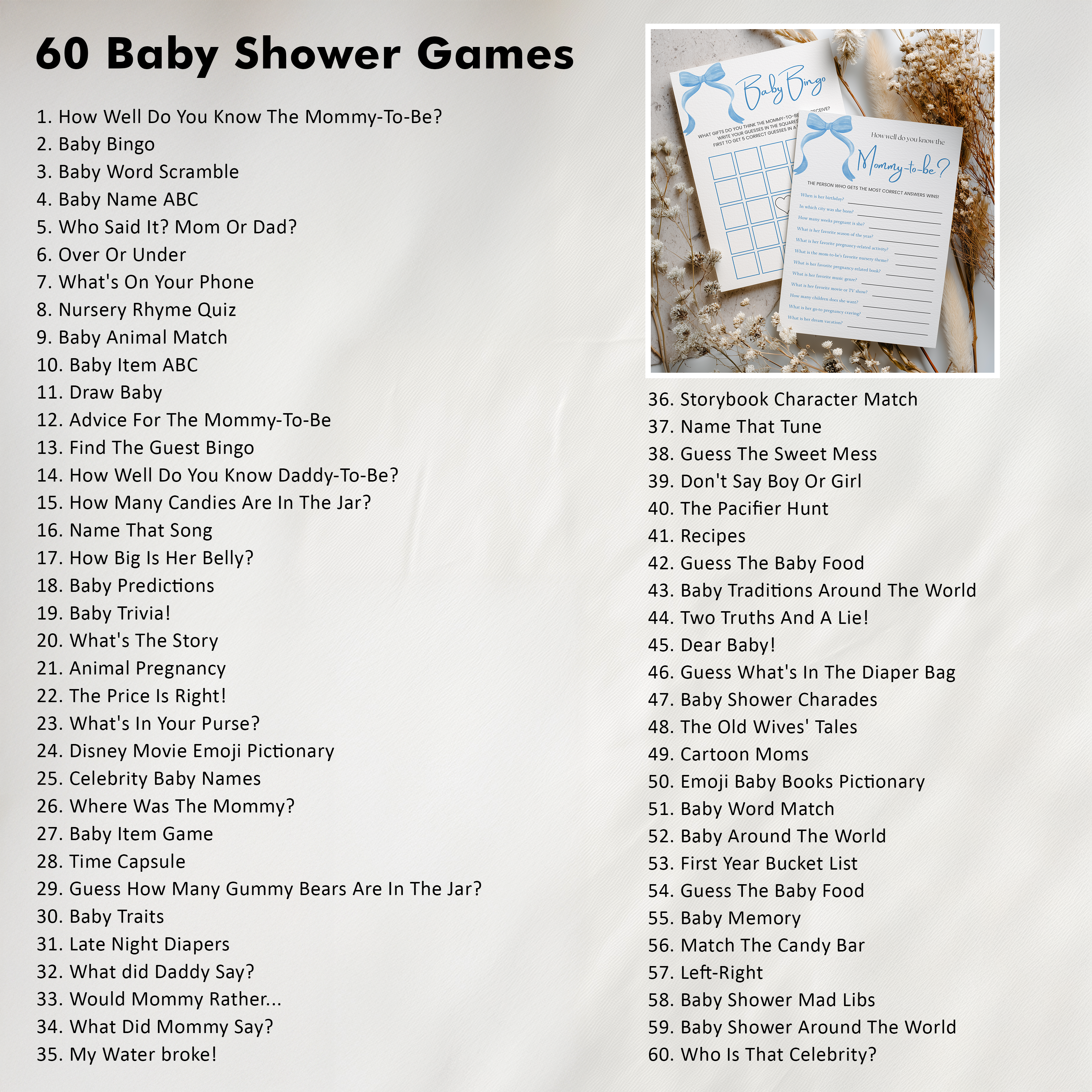 Blue bow Baby Shower Bundle, Party Set Decoration 9304