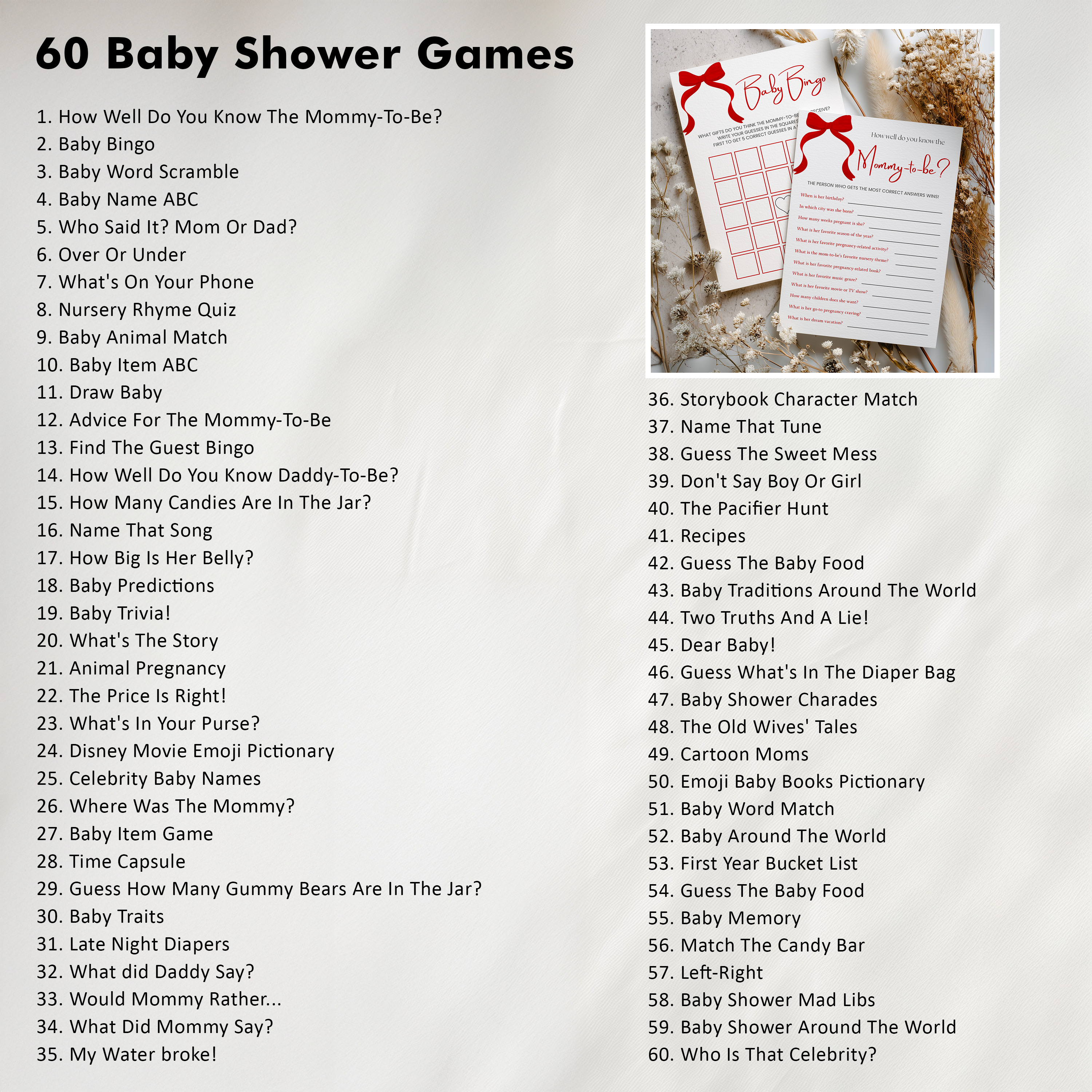 Red Bow Baby Shower Printable Bundle, Red Coquette Invitation Games, Gender Neutral Decoration 9301