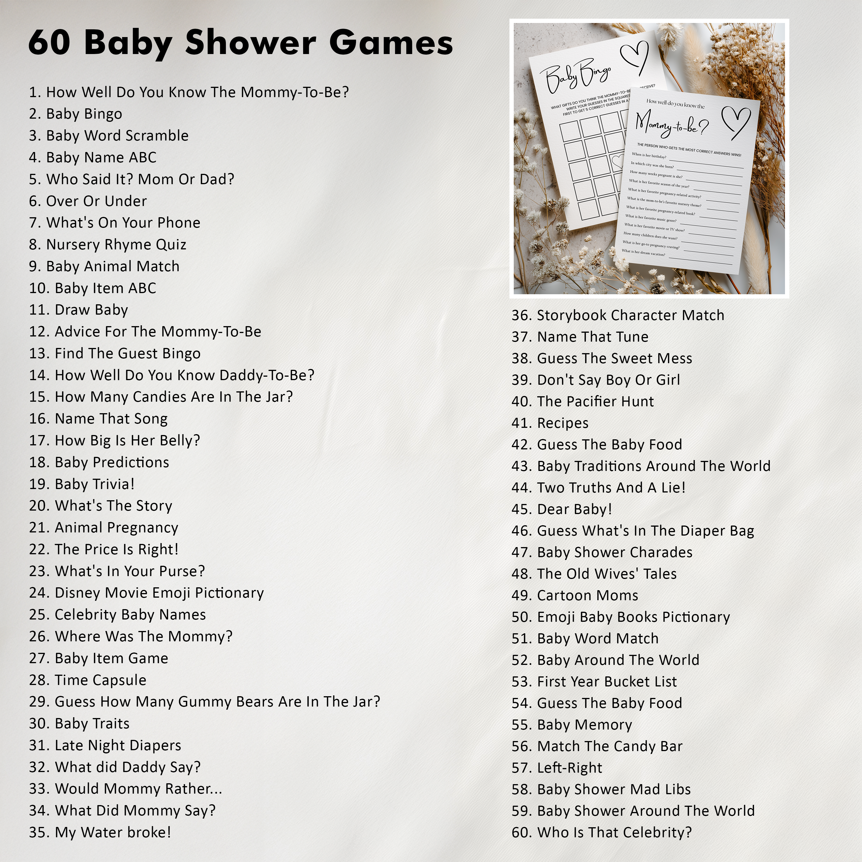 Minimalist Baby Shower Bundle, Simple Invitation Games, Gender Neutral, Modern Party Set Decoration 9302