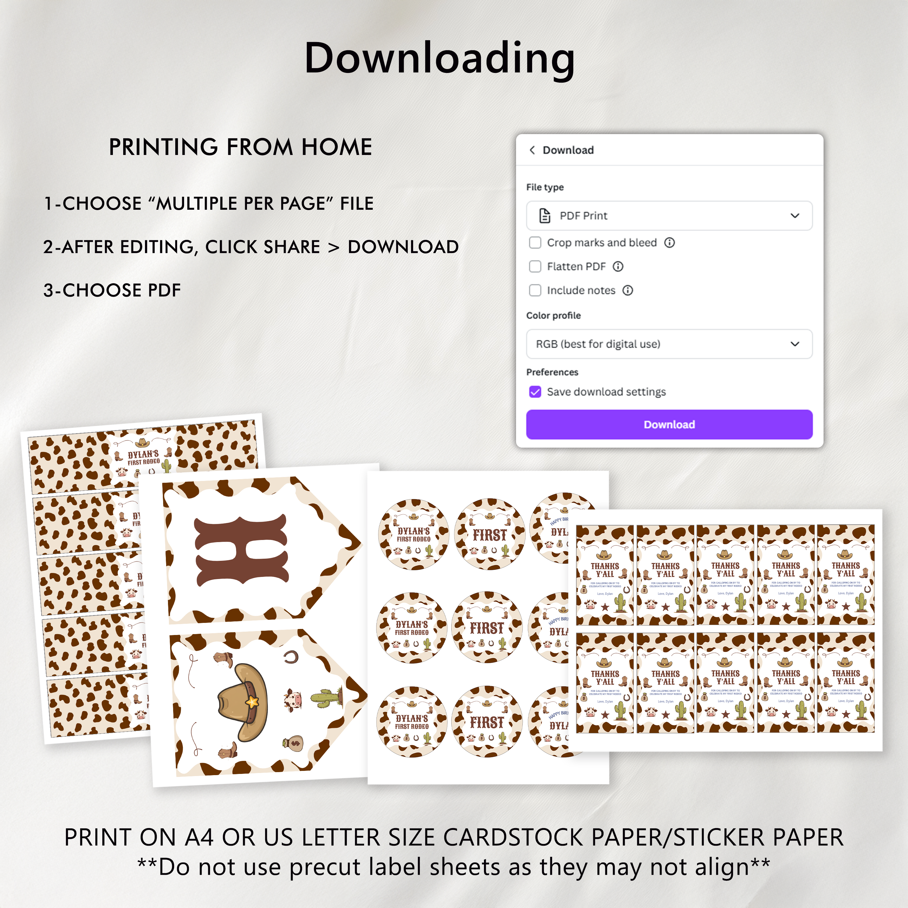 Editable First Rodeo Cowboy Party Decorations | First Rodeo Cowboy Birthday Bundle | First Rodeo Cowboy Party Set | Instant Download 8539