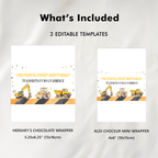 1st Birthday Construction Chocolate Wrappers, First Birthday Party Candy Bar Wrapper, Yellow Tractors Chocolate Wrappers 9164