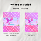 1st Birthday Mermaid Chocolate Wrappers, First Birthday Mermaid Candy Bar Wrapper, Mermaid First Chocolate Wrappers 9168