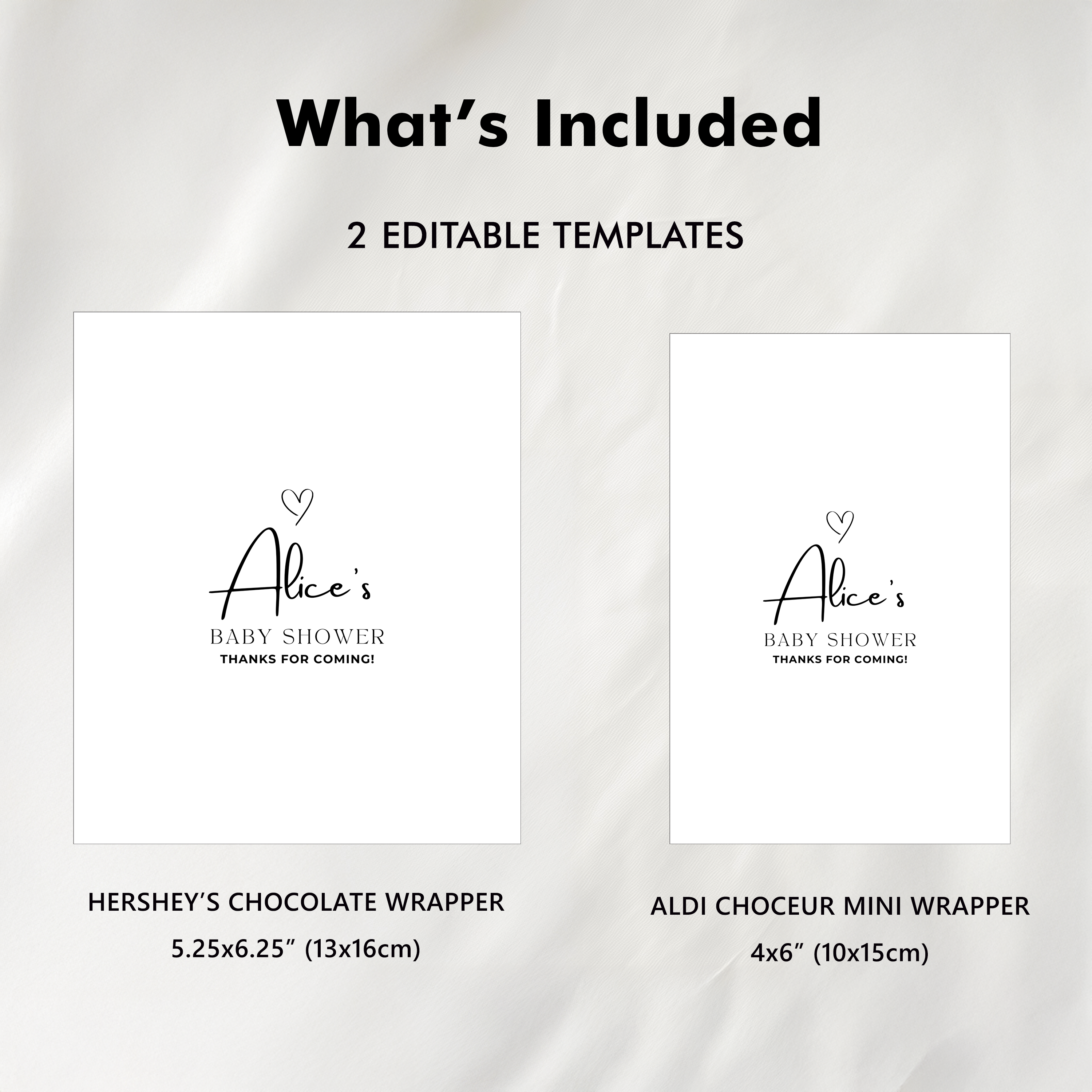 Minimal Chocolate Wrappers, Modern Elegant Baby Shower Candy Bar Wrapper, Gender Neutral 9302