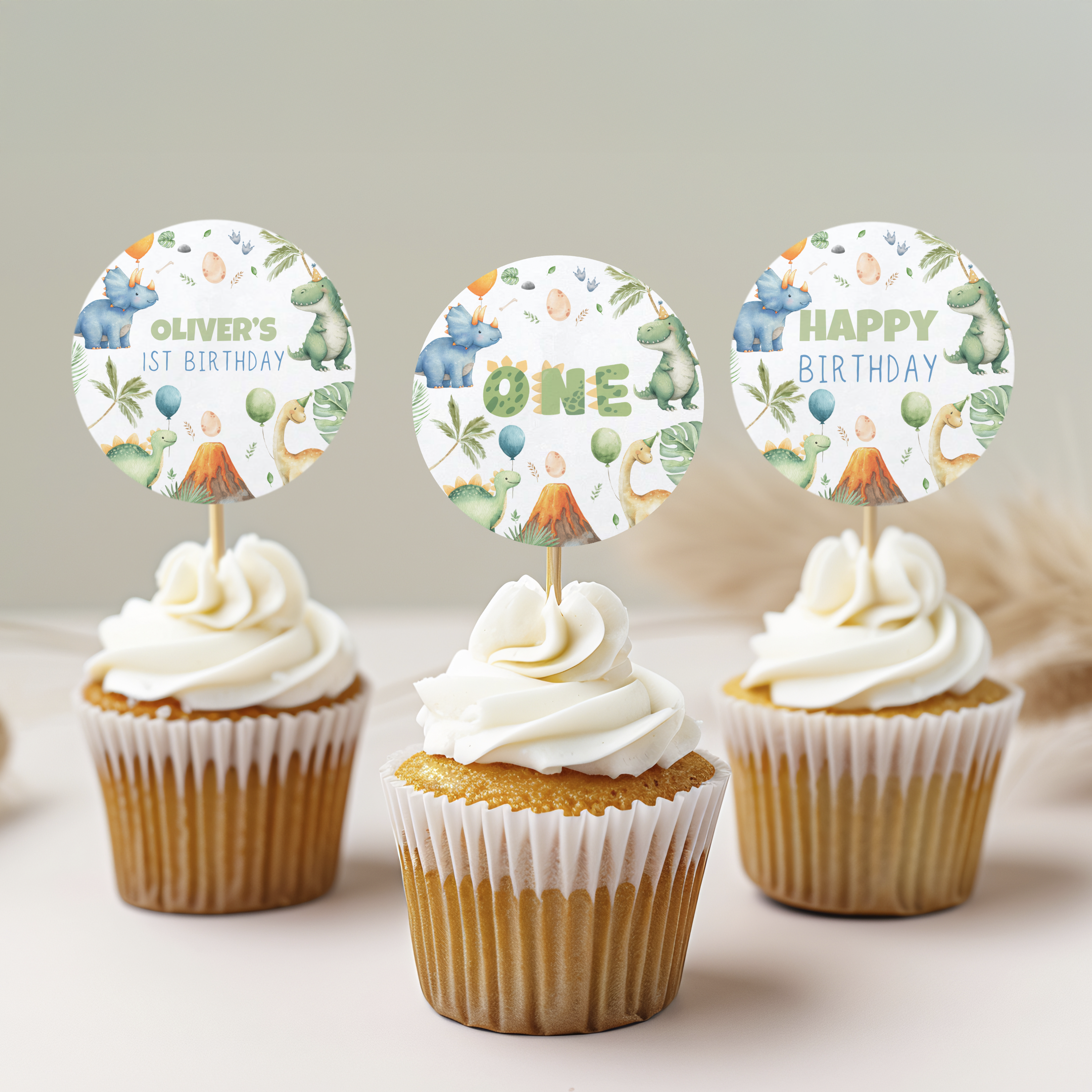 Dinosaur Birthday Cupcake toppers, Dinosaur Party Cake toppers, Dinosaur Template printable, Instant Digital download 9165