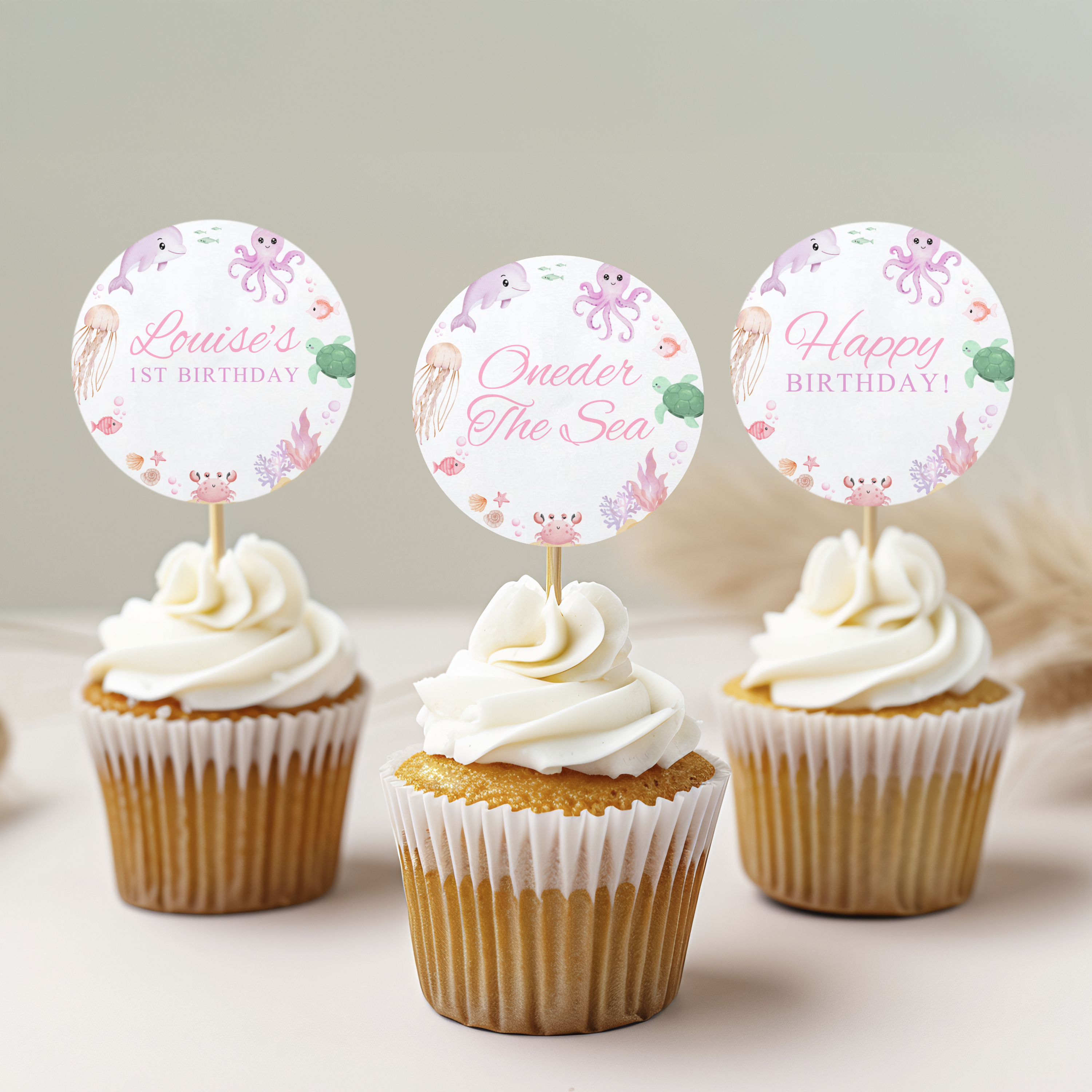 Under the sea Cupcake Topper, oneder the sea 1st Birthday Toppers 9180