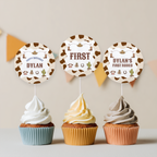 Editable Cowboy First Rodeo Birthday Cupcake Toppers | Cowboy Party Cake Toppers | Western Birthday Decorations | Instant Download 8539