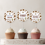 Editable Cowboy First Rodeo Birthday Cupcake Toppers | Cowboy Party Cake Toppers | Western Birthday Decorations | Instant Download 8539
