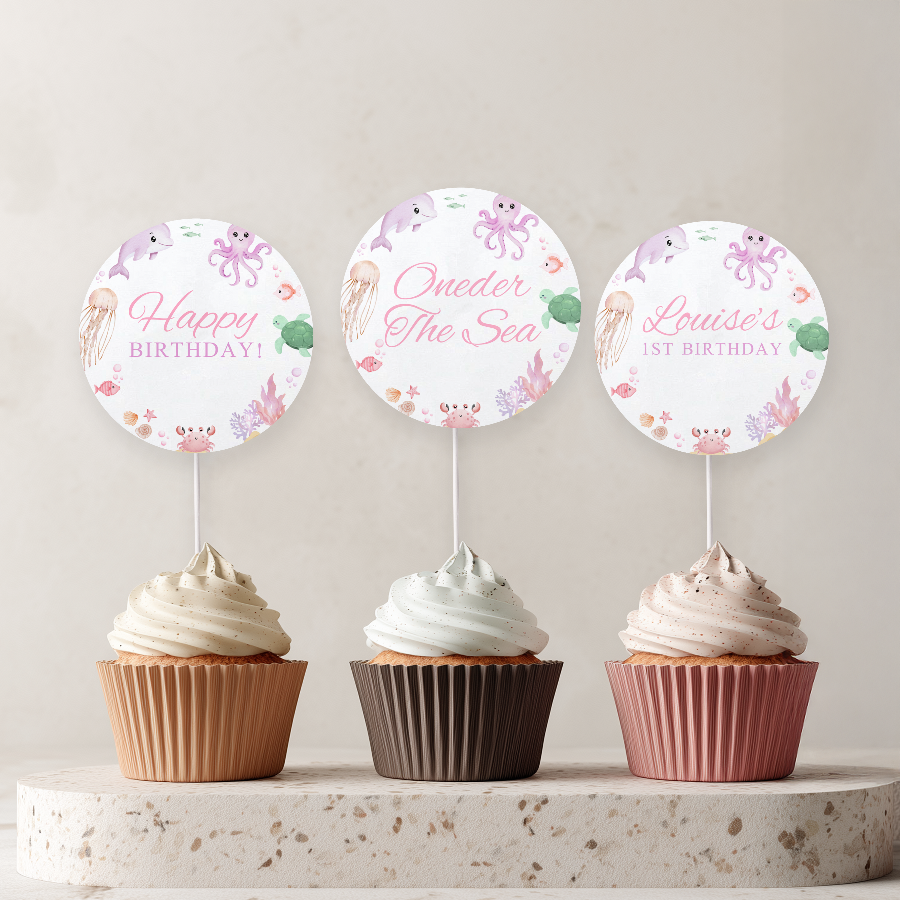 Under the sea Cupcake Topper, oneder the sea 1st Birthday Toppers 9180