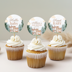 Woodland Baby Shower Cupcake toppers, Party Cake topper