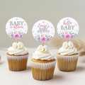 Baby in Bloom Baby Shower Cupcake toppers, Flowers Party Cake topper 9196