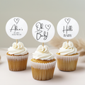 Minimalist Baby Shower Cupcake toppers, Gender Neutral, Modern Elegant Party Cake topper 9302