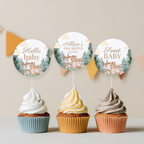 Woodland Baby Shower Cupcake toppers, Party Cake topper