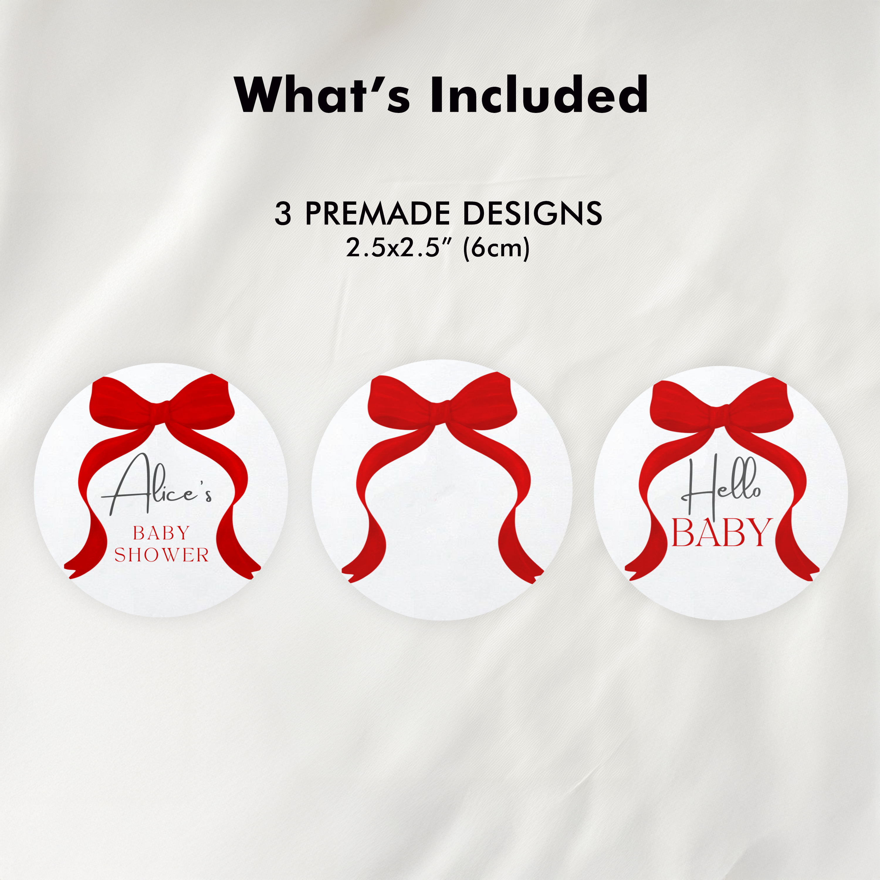 Red Bow Baby Shower Cupcake toppers, Gender Neutral, Red Ribbon Party Cake topper 9301