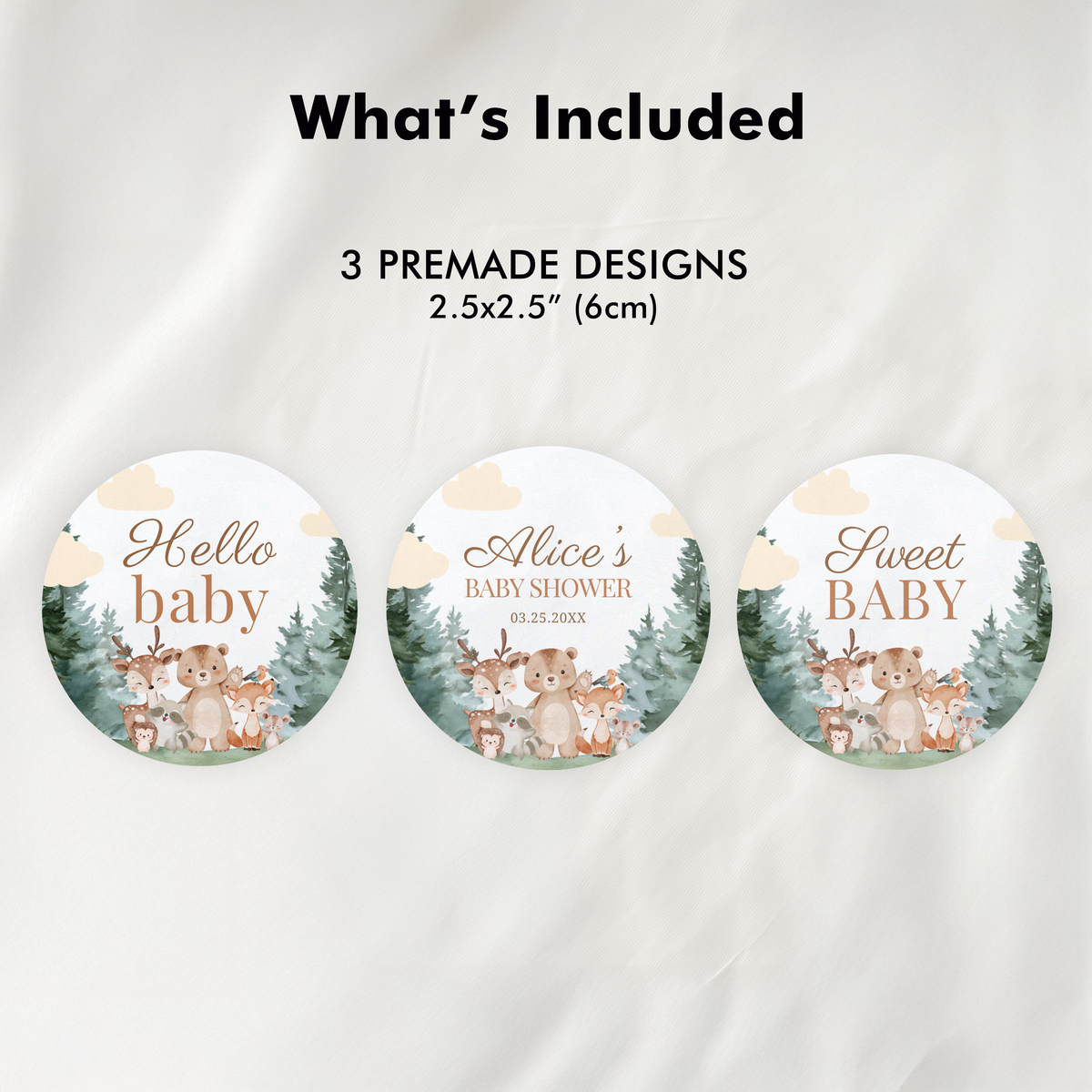 Woodland Baby Shower Cupcake toppers, Party Cake topper