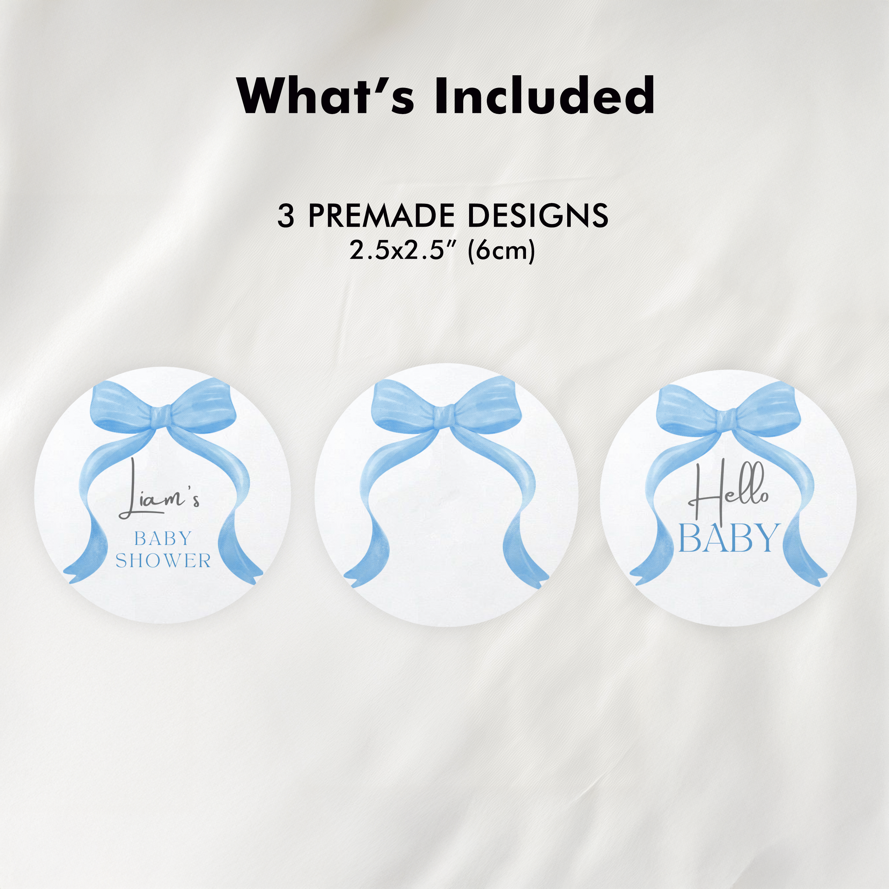 Blue Bow Baby Shower Cupcake toppers, Party Cake topper 9304