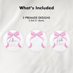 Pink Bow Baby Shower Cupcake toppers, Baby Girl, Coquette Party Cake topper 9303