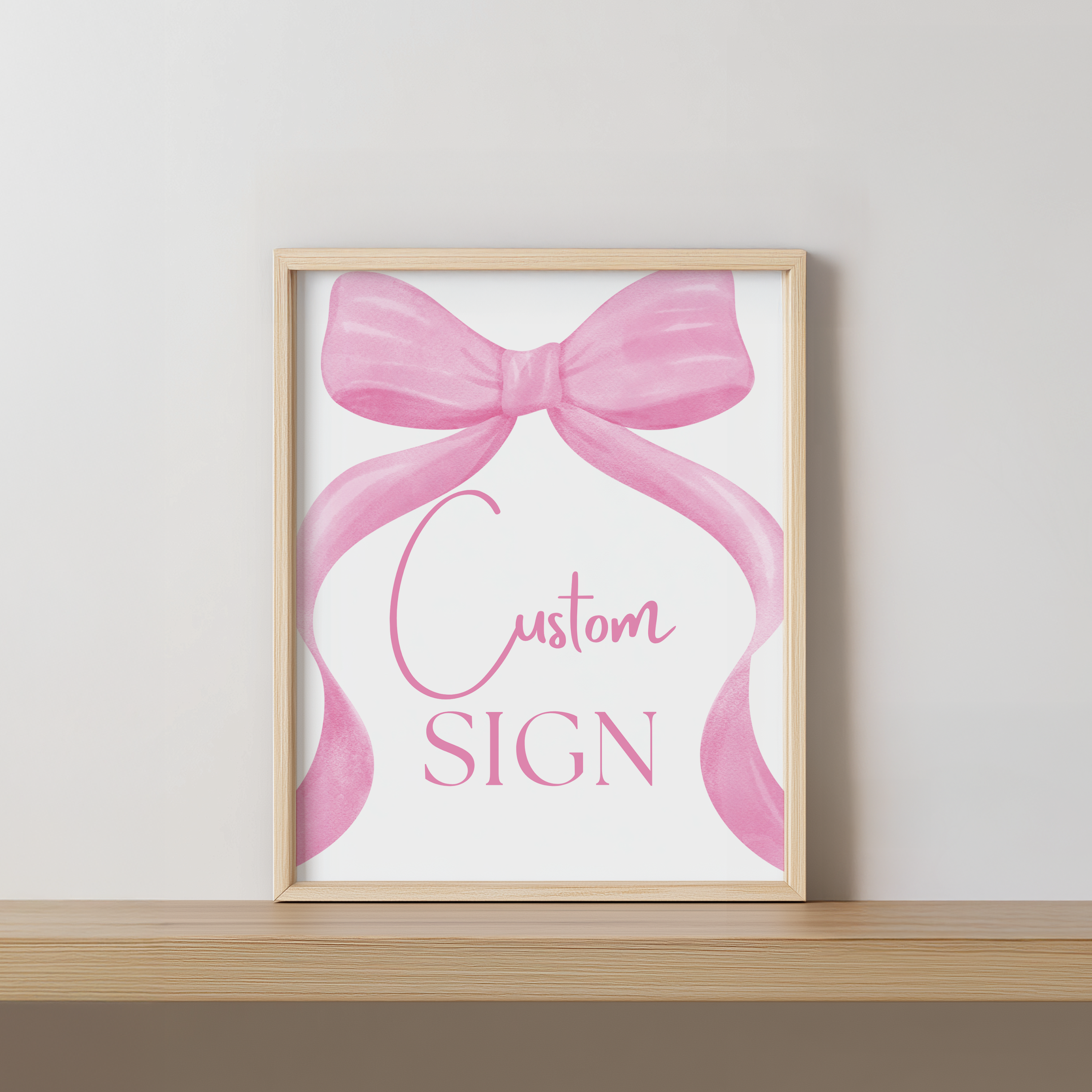 Pink Bow Custom Sign, 8x10 Party Custom Signs 9303