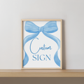 Blue Bow Custom Sign, Printable Signs 9304