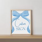 Blue Bow Custom Sign, Printable Signs 9304