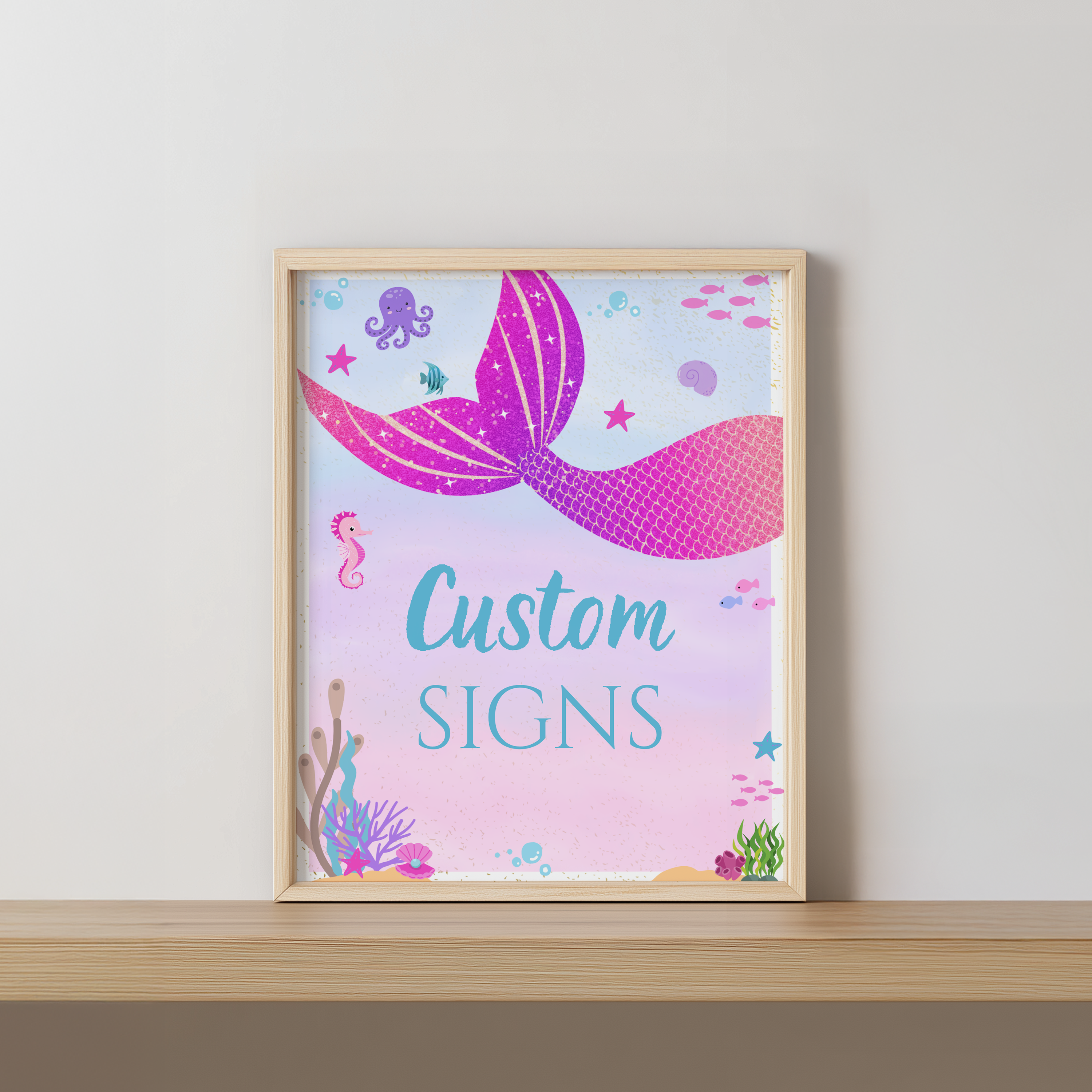 Mermaid Custom Signs, First Birthday Mermaid Custom Signs, 8x10 Custom Sign, Printable 1st Birthday Signs 9168