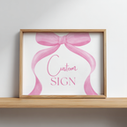 Pink Bow Custom Sign, 8x10 Party Custom Signs 9303