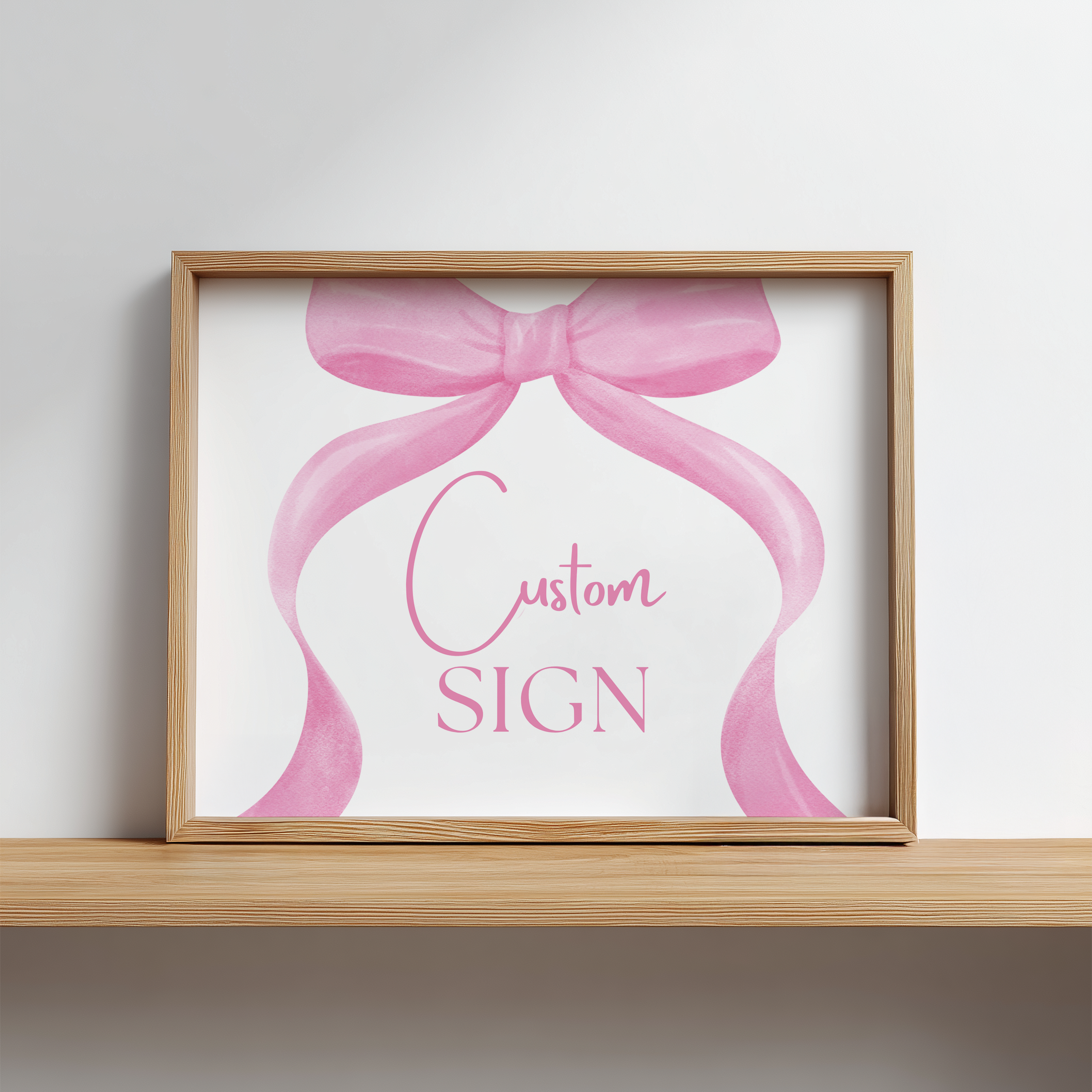 Pink Bow Custom Sign, 8x10 Party Custom Signs 9303