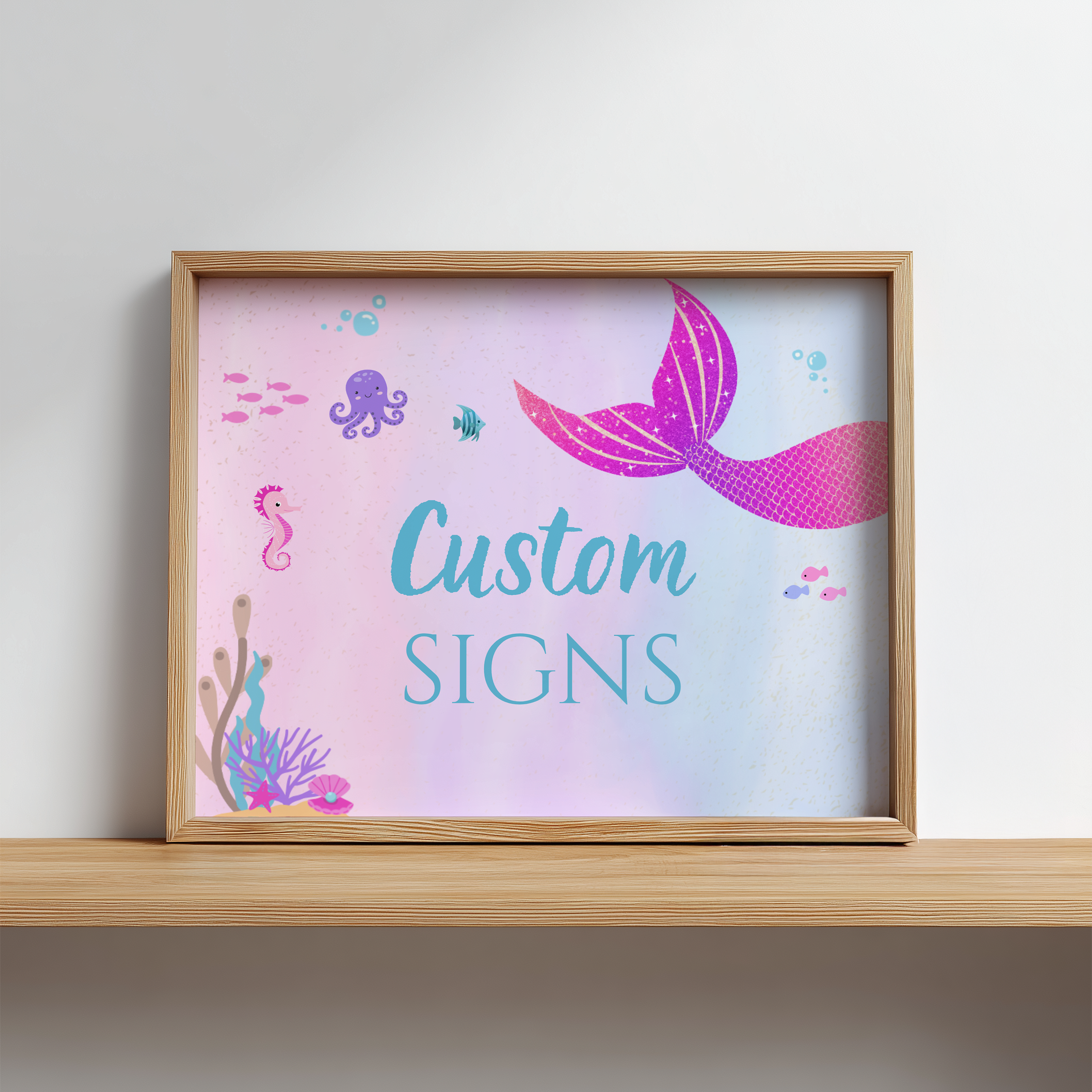 Mermaid Custom Signs, First Birthday Mermaid Custom Signs, 8x10 Custom Sign, Printable 1st Birthday Signs 9168