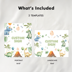 Dinosaur First Birthday Signs, Dinosaur 1st Birthday Custom Signs, 8x10 Custom Sign, Printable 1st Birthday Signs 9165