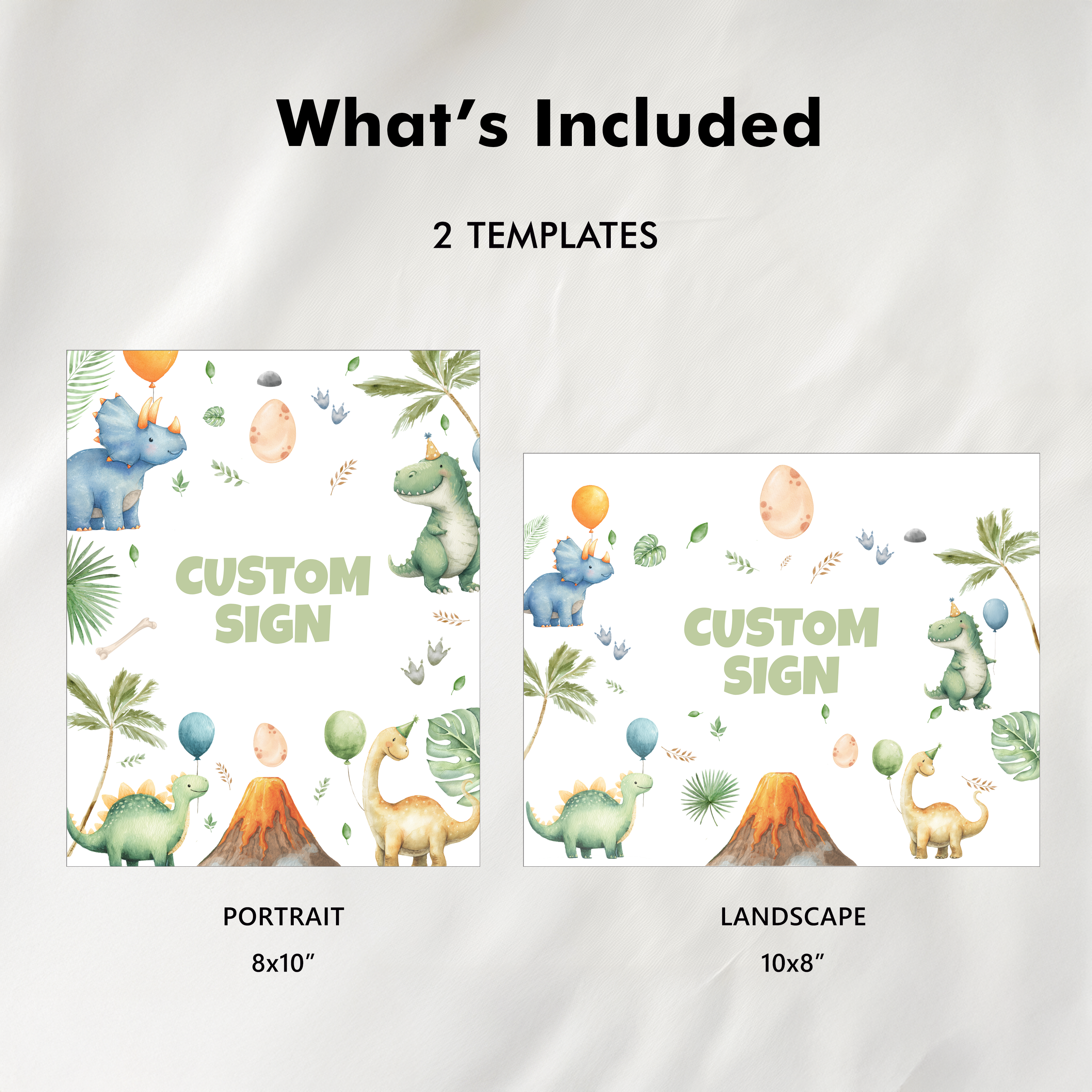 Dinosaur First Birthday Signs, Dinosaur 1st Birthday Custom Signs, 8x10 Custom Sign, Printable 1st Birthday Signs 9165