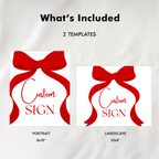 Red Bow Custom Signs, Red Bow Birthday Custom Signs, 8x10 Custom Sign, Printable Birthday Signs 9301
