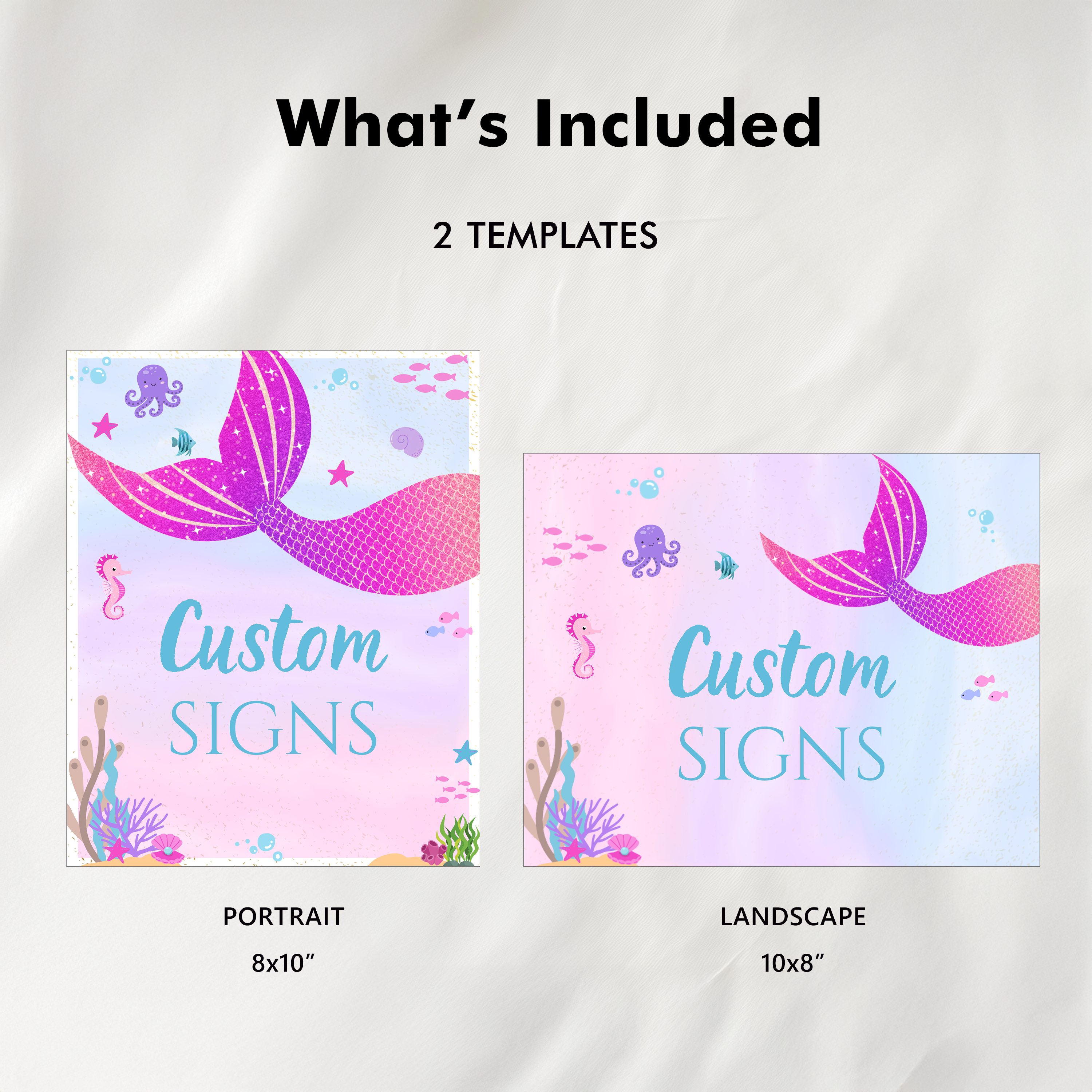 Mermaid Custom Signs, First Birthday Mermaid Custom Signs, 8x10 Custom Sign, Printable 1st Birthday Signs 9168