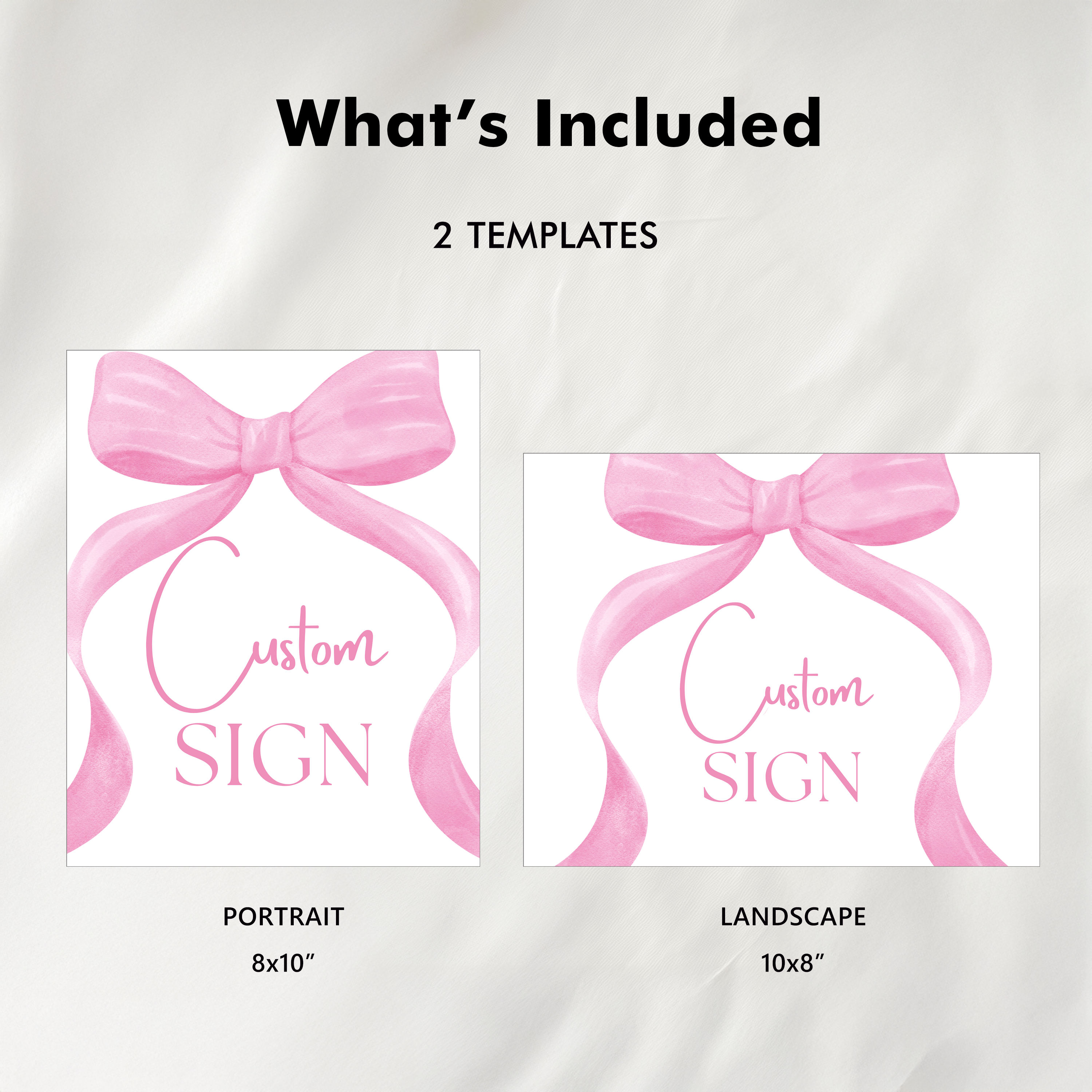 Pink Bow Custom Sign, 8x10 Party Custom Signs 9303