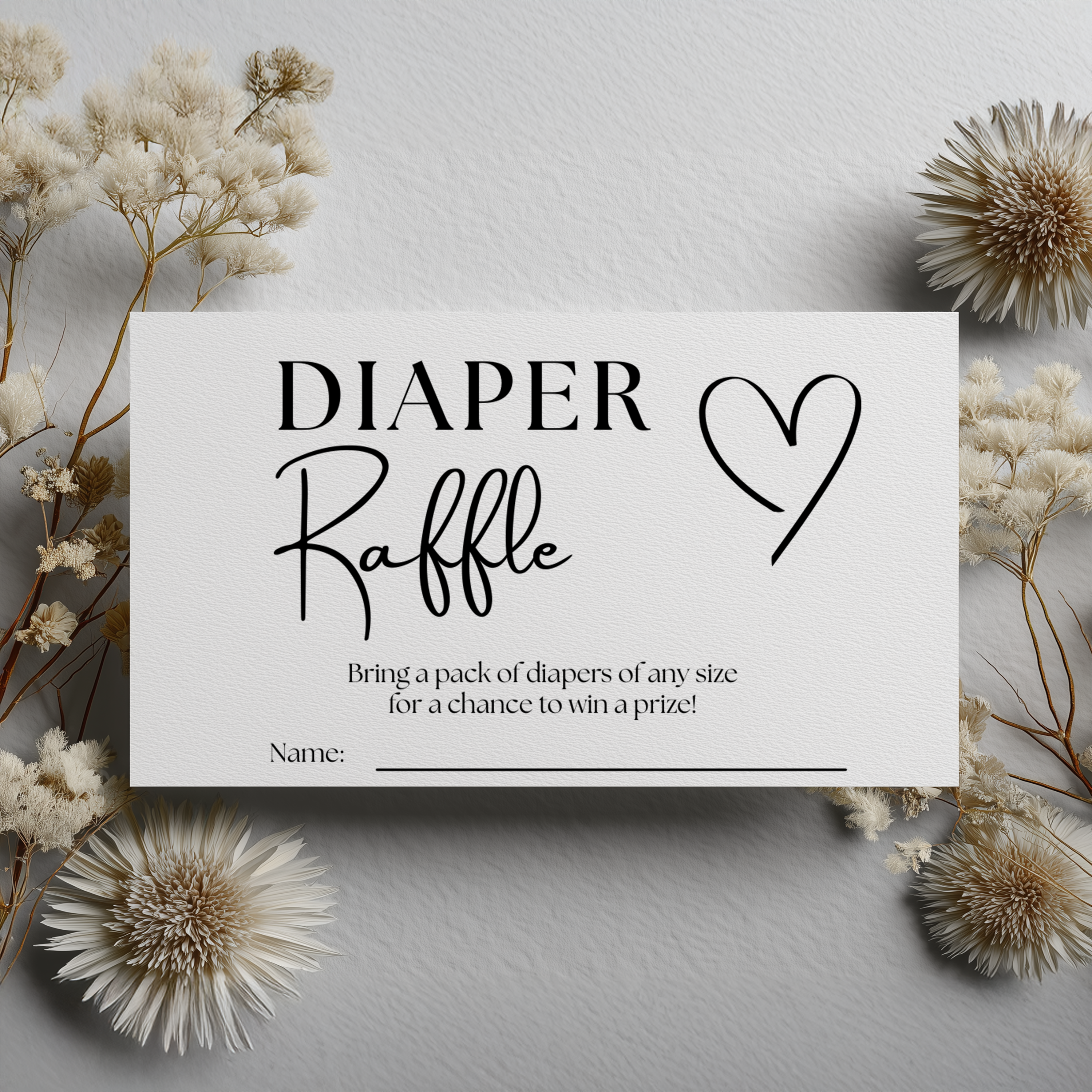 Minimalist Baby Shower Diaper Raffle Card, Gender Neutral, Modern Printable Nappy Raffle Cards 9302