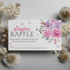 Baby in Bloom Baby Shower Diaper Raffle Card, Lilac Flowers Nappy Cards 9196