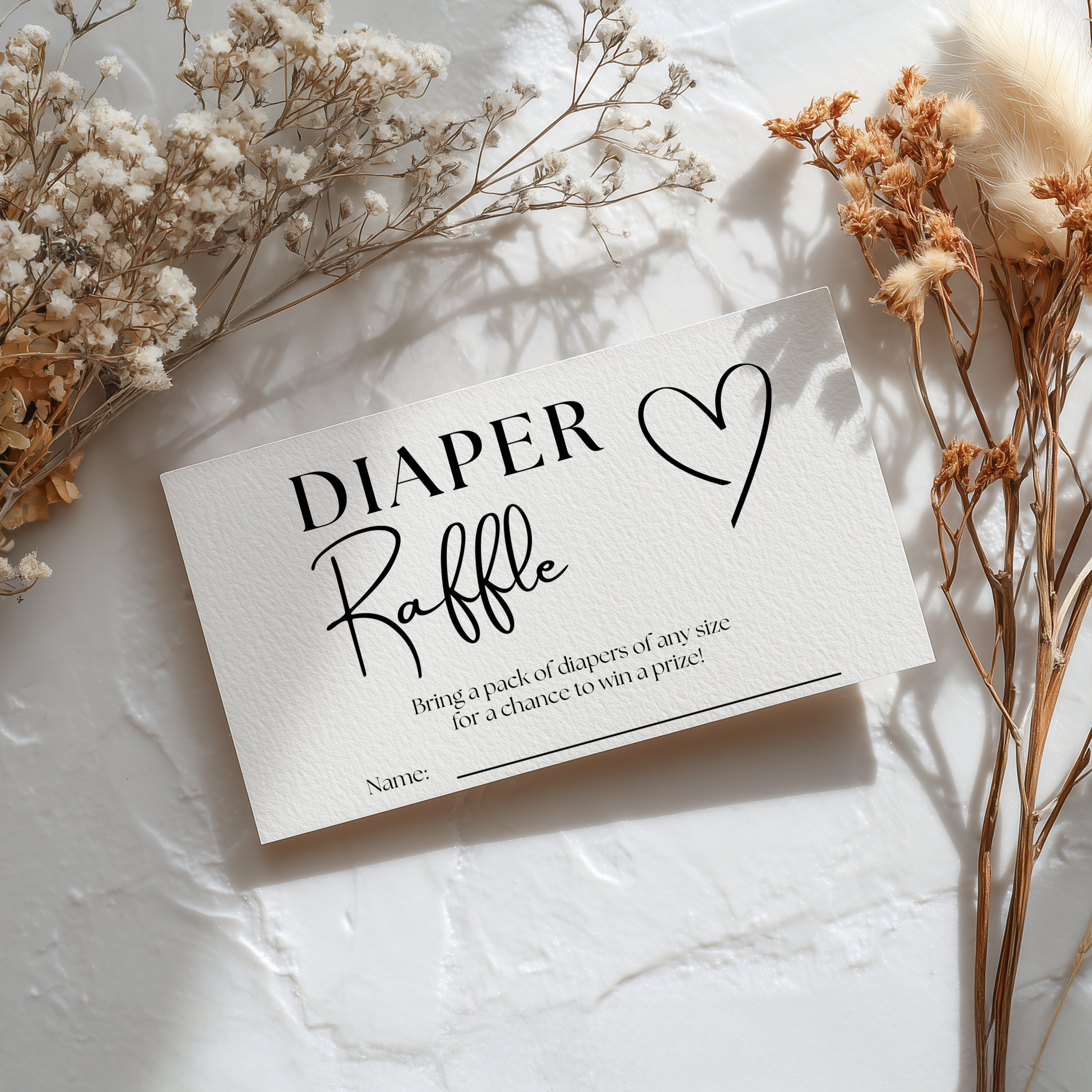 Minimalist Baby Shower Diaper Raffle Card, Gender Neutral, Modern Printable Nappy Raffle Cards 9302