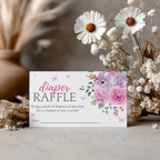 Baby in Bloom Baby Shower Diaper Raffle Card, Lilac Flowers Nappy Cards 9196