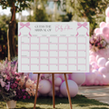Pink Bow Baby Shower Due Date Calendar, Coquette Baby Girl, Baby Arrival Signs 9303